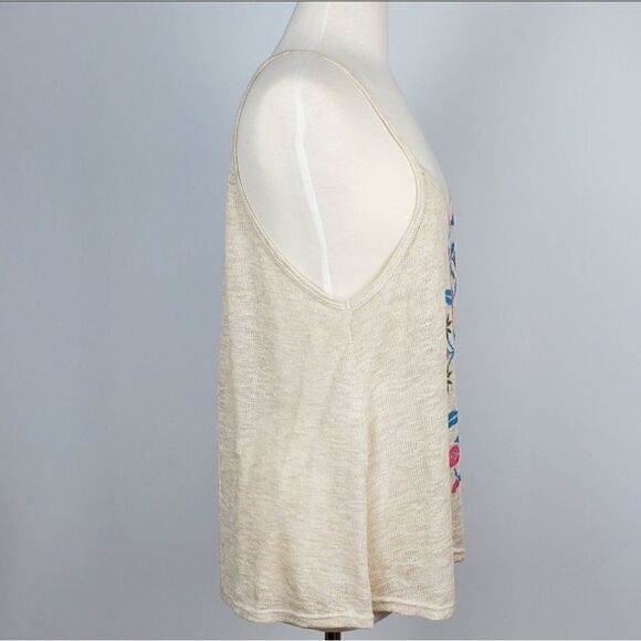 Women's Tank Top Spaghetti Strap Flower Print Cotton Blend Beige Bohemian - Picture 3 of 5